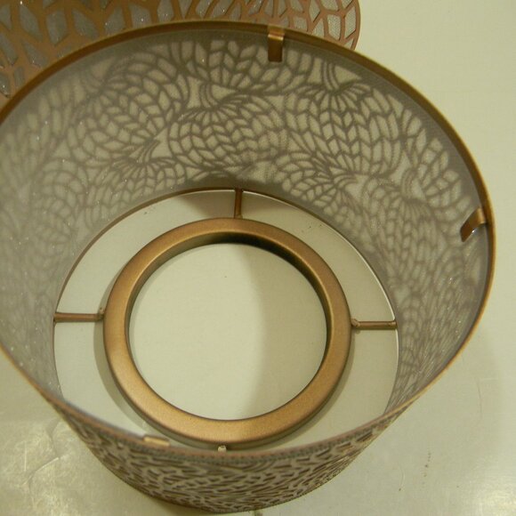 Yankee Candle Chevron Pumpkins Candle Holder and Shade Rose Gold Sparkle EUC - Picture 4 of 9